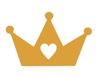 Crown with heart, crown in iron-on flex or self-adhesive vinyl