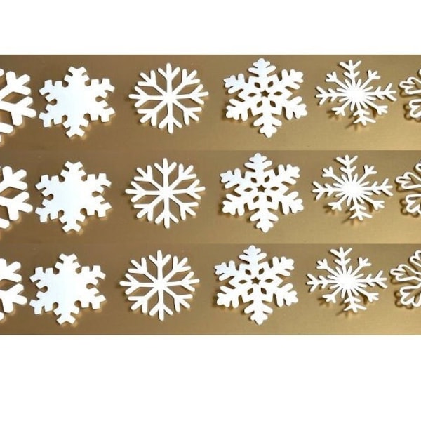 Planche de 18 flocons, décoration Noël, flocons de neige, hiver, Noël en flex thermocollant ou vinyle autocollant