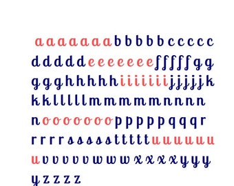 Flex thermocollant Planche alphabet minuscule 131 lettres
