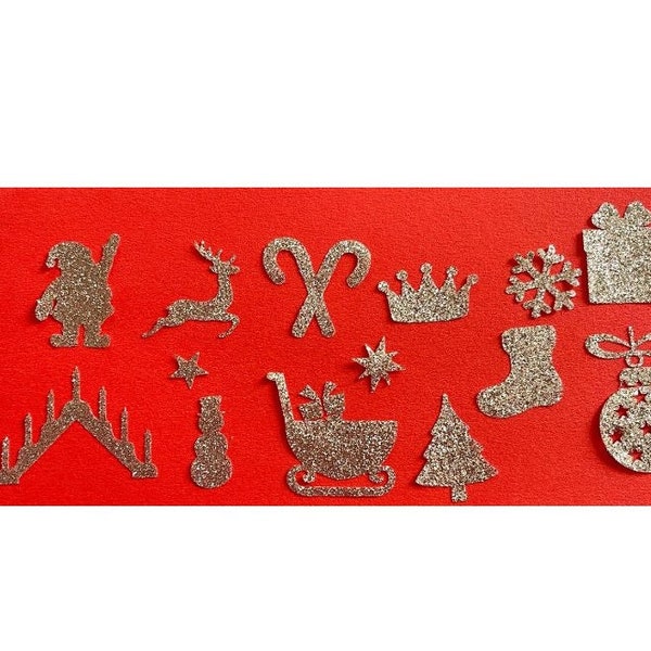 Packs motifs Noël, bonhomme neige, Père Noël, traineau, candy cane, flocon neige, chandelier, couronne, sapin, botte,  FLEX thermocollant.