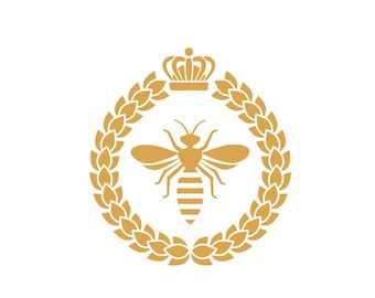 Abeille royale, abeille, couronne, insecte en flex thermocollant ou en vinyle autocollant.