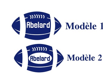 Rugbybal, gepersonaliseerde voornaam rugby, spel, in flex opstrijkbaar of sticker, zelfklevend vinyl