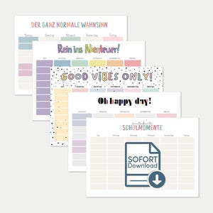 Printable timetables - colorful designs to match our calendars - Timetable as PDF - Timetable A4 - Timetable A5
