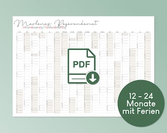 Kalender personalisiert - individueller Zeitraum - 12 bis 24 Monate - Markierung von Ferien & Feiertagen deines Bundeslandes - Download