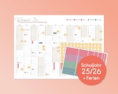 Personalisierter Kalender Schuljahr 2025/26 mit Schulferien und bunten Stickern - großer Wandkalender mit Feiertagen, Ferien &  Stickern