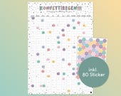 Geburtstagskalender “KONFETTIREGEN!!!” - mit bunten Stickern - DinA2 Poster Hochformat