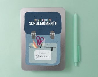 Schulzeit Ausfüllkarten in Sammelbox - Geschenk zur Einschulung