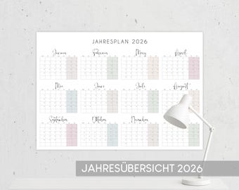 Jahreskalender 2026 (deutsch): Querformat Poster (PDF & JPG)