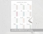 Jahreskalender 2026 (deutsch): Hochformat Poster (PDF & JPG)