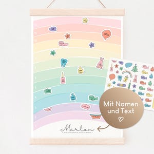 Geburtsposter personalisiert mit Stickern für Babys Meilensteine im ersten Babyjahr - Geschenke zur Geburt - Personalisierte Babygeschenke