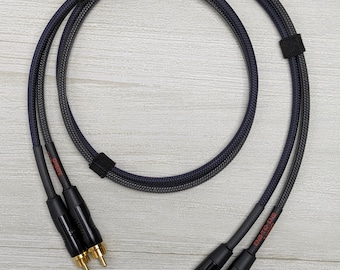 Hi-Fi Dual Stereo RCA Cable Set | Mogami Audio Cable, Gold RCA, Braided Sleeve | handmade, custom audio, hi-fi, home stereo, interconnect