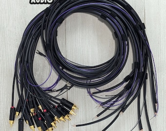 4ft Unterminated Turntable Replacement Cable Set LOT | Universal Fit | Dual Gold RCA, Mogami Cable, Ground Wire | phono, repair, restoration