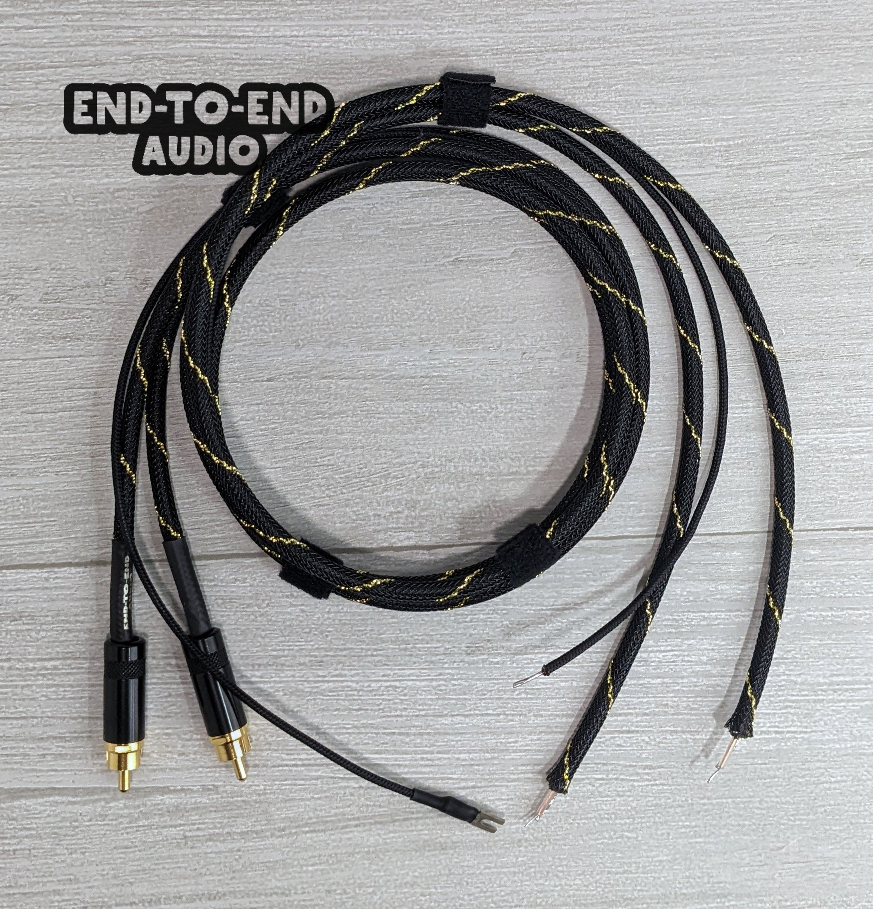 Hifi Solder to Turntable Cables, Mogami Cable, Gold RCA & Ground Wire, Paracord Braided Sleeve
