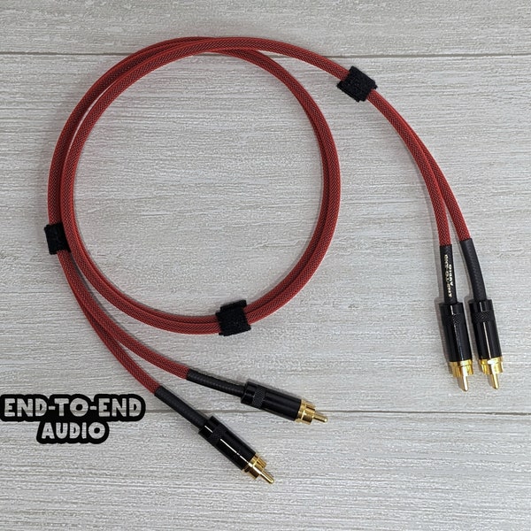 Hi-Fi Stereo Dual RCA Cables- Mogami Cable, Gold RCA, Braided Sleeve, Handmade, Custom Audio