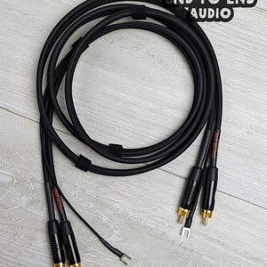 Turntable Cable Set | Mogami Cable, Dual Gold RCA, Spade Ground Wire, Braided Sleeve | Handmade, Universal, Project, Audio Technica, Rega