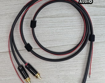 Hi-Fi Turntable Unterminated Replacement Cable, Universal Fit, Gold RCA, Mogami Cable, Handmade, Custom Audio, Phono