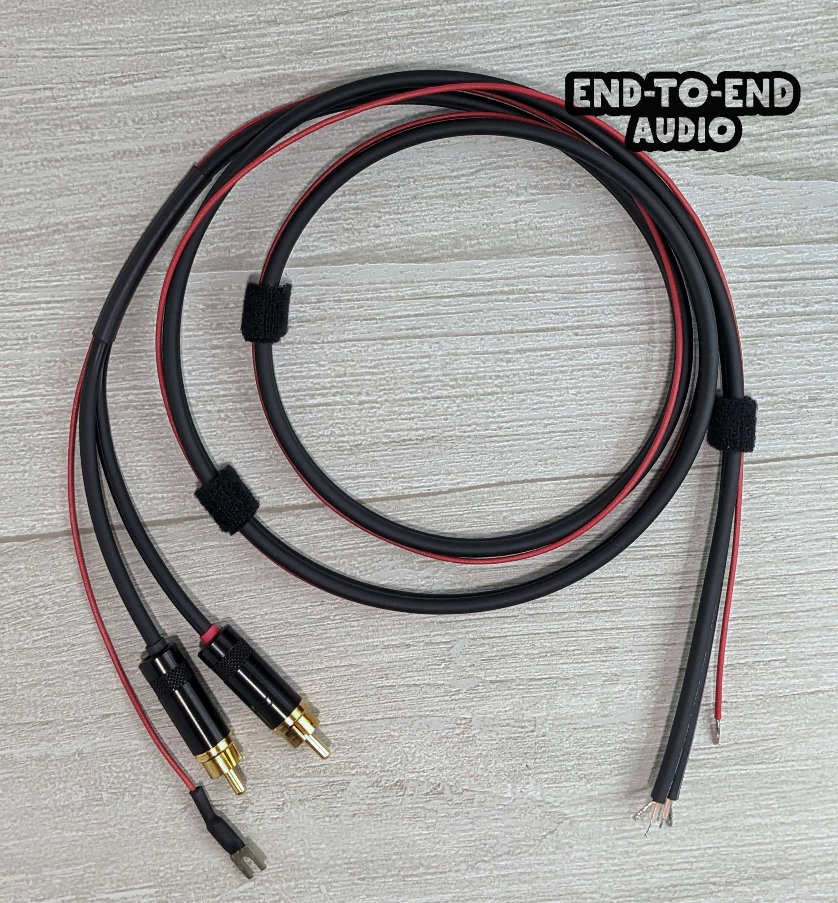 Turntable Cable RCA to Bare End with Ground Lugs