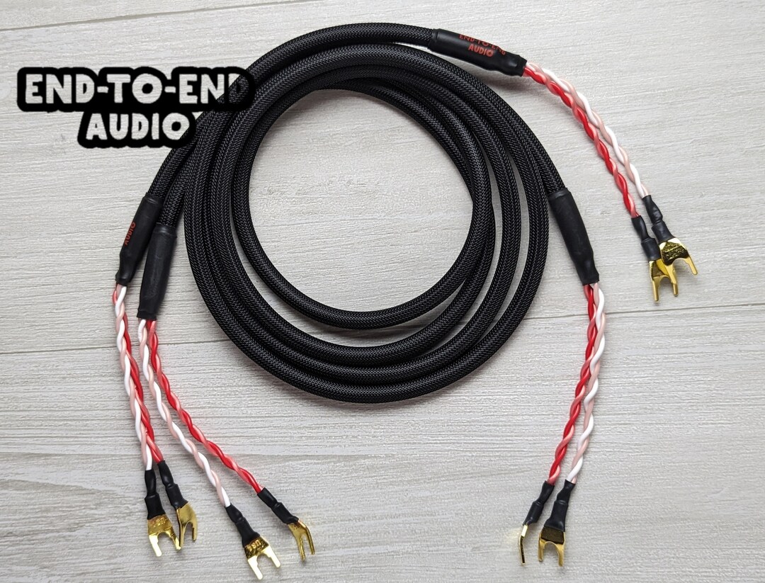 Home Stereo Speaker Cable Pair, Canare 4S8 Star Quad, 13 AWG, Gold