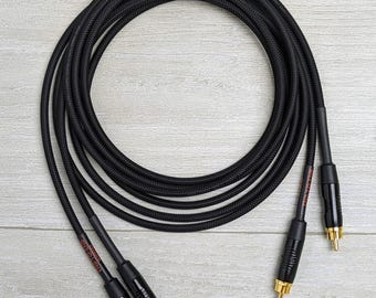 Hi-Fi Dual Stereo RCA Cable Set | Mogami Audio Cable, Gold RCA, Braided Sleeve | handmade, custom audio, hi-fi, home stereo, interconnect