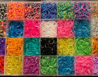 Rainbow Loom® Authentic Rubber Bands, Ocean Blue and Pink Set of Two  600-band Packages With 24 C-clips and a FREE BRACELET 