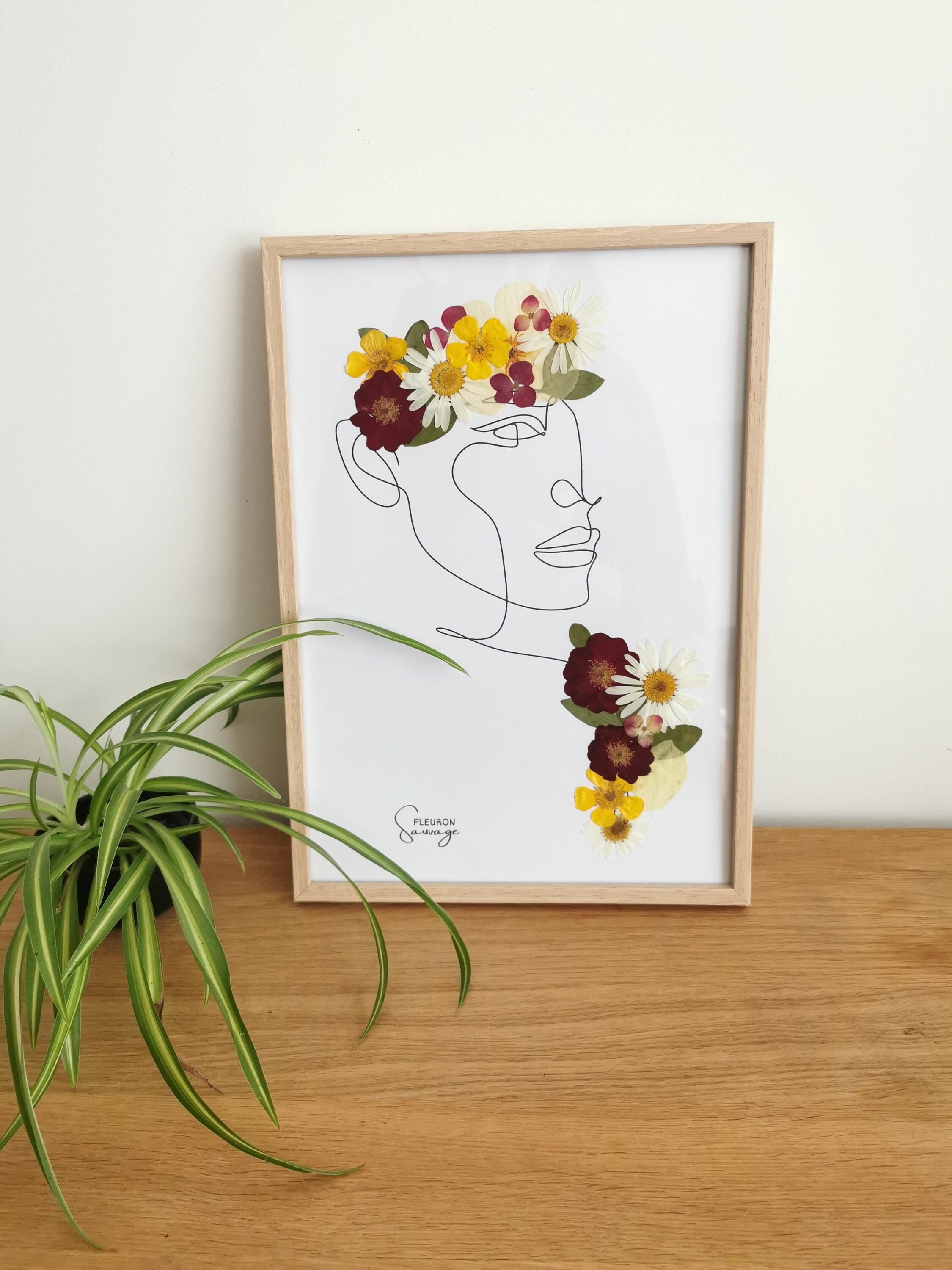 Herbier de Fleurs Pressées/Portrait Femme en One Line
