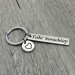 Keychain Drive carefully Silver Lucky Charm Car Gift Guardian Angel Pendant Driving License Gift Girlfriend Fahr Vorsichtig!