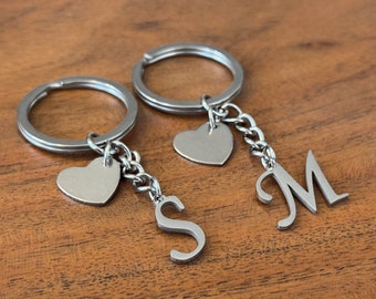 Keychain set letter with heart | Personalized Set of 2 | Gift for Couples, Parents, Friends, Fiancee, Girlfriend [Set of 2]
