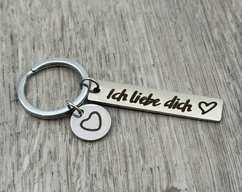 Schlüsselanhänger Ich liebe dich - Silber - Geschenk Paare Freundin Freund - Liebesgeschenk Schmuck Pärchengeschenk Valentinstag