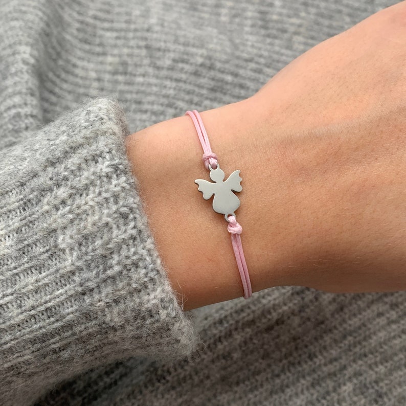 Schutzengel Armband Glücksbringer Armkettchen mit Engel Schutzengelchen Armbändchen Geschenk Freundschaftsband Rosa