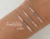 Fertility Bracelet. Rose Quartz, Aquamarine, Moonstone. Fertility Crystals. 14k Gold Filled. Dainty Fertility Gift. Mom To Be Gift. 3mm