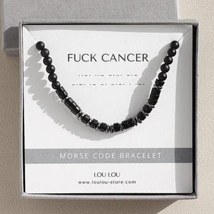 F*ck Cancer Men&#39;s Bracelet, Morse Code Hidden Message, Cancer Fighter Gift, Cancer Support Gift, Cancer Survivor Gift, Natural Gemstones