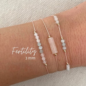 Fertility Bracelet. Rose Quartz, Aquamarine, Moonstone. Fertility Crystals. 14k Gold Filled or Sterling Silver. Mom To Be Gift. 3mm