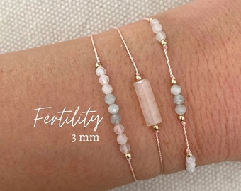 Fertility Bracelet. Rose Quartz, Aquamarine, Moonstone. Fertility Crystals. 14k Gold Filled or Sterling Silver. Mom To Be Gift. 3mm