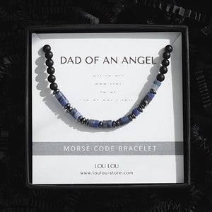 Papa eines Engels - Morse-Code versteckte Nachricht Armband | Edelstein-minimalistischer Schmuck der Männer, Erinnerungsgeschenk