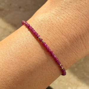 Ruby Gemstone Bracelet: 14k Gold Filled or 925 Sterling Silver | Dainty Minimalist Jewelry | July Birthstone