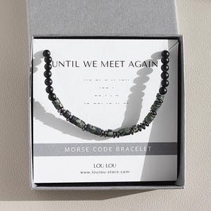 Morse Code Memorial Bracelet for Men: 'Until We Meet Again' Hidden Message, Natural Gemstones, Remembrance Gift
