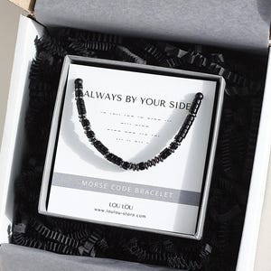 Morse Code Bracelet for Men: 'Always By Your Side ' | Natural Gemstones, Hidden Message, Long Distance, Support or Memorial Gift