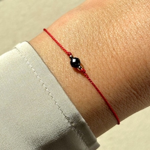Protection Bracelet, Red Silk String, Black Tourmaline, 14k Gold Filled or Sterling Silver Beads, Everyday Protection Minimalist Bracelet