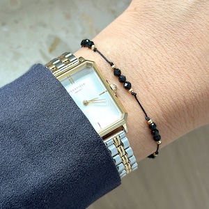 Protection Bracelet, Black Tourmaline Bracelet, Dainty Gemstone Bracelet, Minimalist Beaded Bracelet, Gemstone Lover Gift, Gift for Her