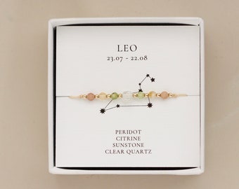 Leo Dainty Natural Gemstone Peridot, Citrine