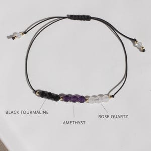 Empath Protection Bracelet: Black Tourmaline, Amethyst & Rose Quartz - 14k Gold Filled or Sterling Silver Beads