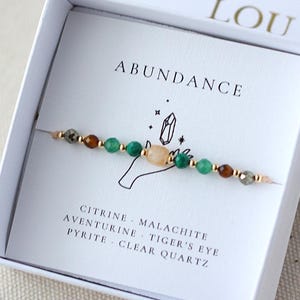 Abundance Prosperity Bracelet. Citrine, Malachite, Aventurine, Pyrite, Tigers Eye, Clear Quartz Crystals. New Job Gift. Good Luck Gift