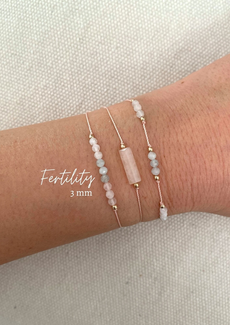 Fertility Bracelet. Rose Quartz Aquamarine Moonstone. image 1