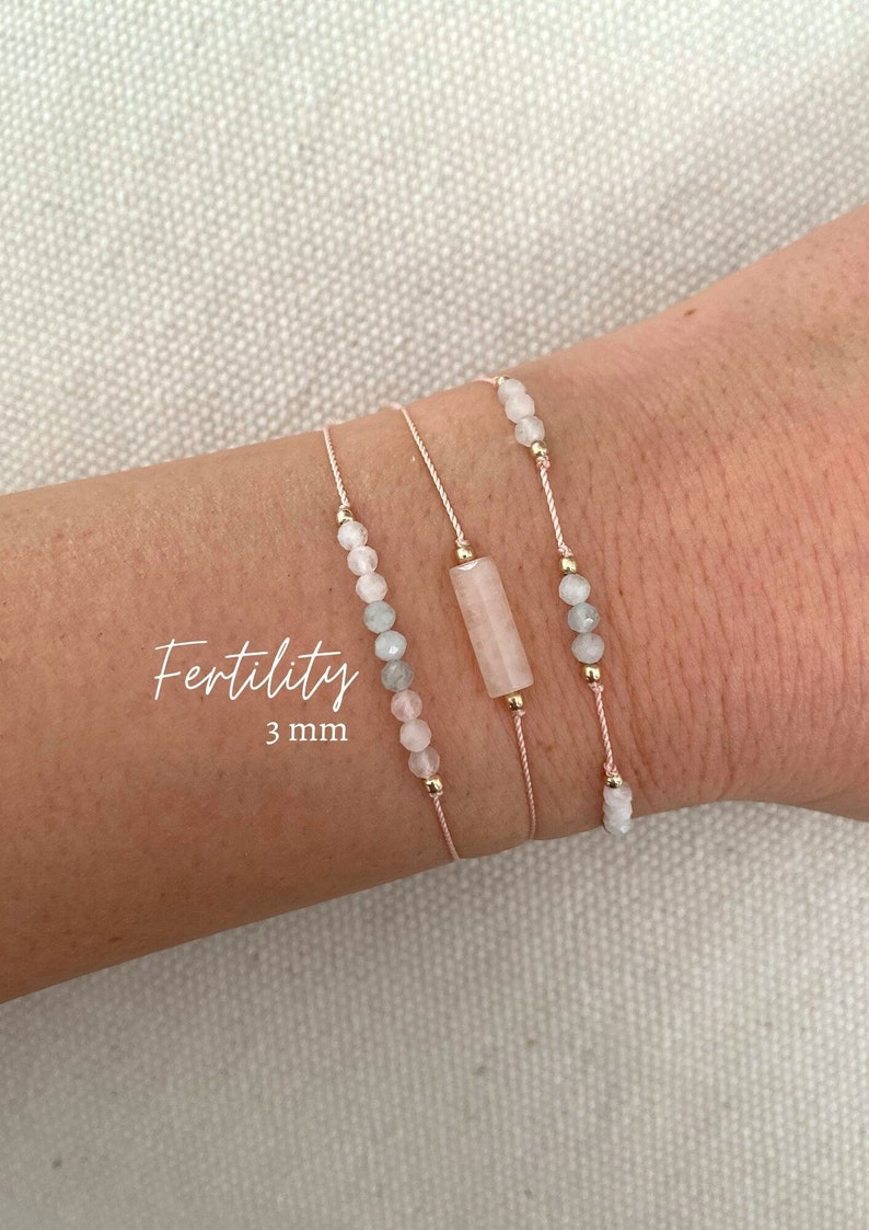 Fertility Bracelet. Rose Quartz Aquamarine Moonstone. image 1