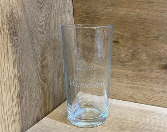 Wasserglas mit Wunschtext personalisiert Wunschgravur