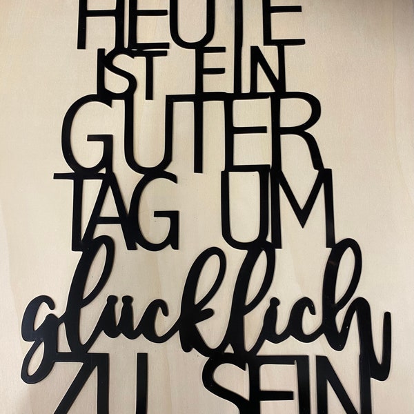 Schriftzug glücklich sein Wanddeko Deko Spruch