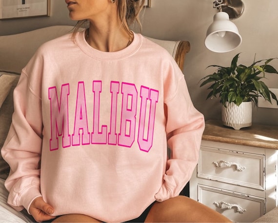 Pink Malibu Crewneck Sweatshirt Trendy 