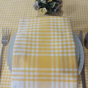 Yellow And White Gingham Table Cloth , Garden Table Cloth , Coton Table Cloth , Rectangle Table Cloth , Square Table Cloth, Table Cloth