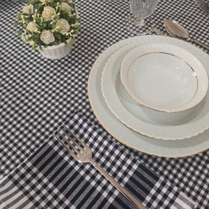 Black And White Gingham Table Cloth , Picnic Table Cloth , Garden Table Cloth , Colurful Table Cloth, Dining Table Cloth, Square Table Cloth