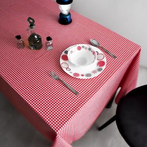 Red And White Gingham Table Cloth , Picnic Table Cloth , Kitchen Table Cloth , Square Table Cloth , Dining Table Cloth , Garden Table Cloth